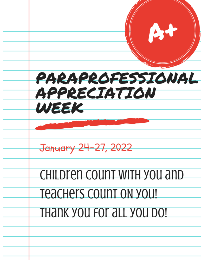 Paraprofessional Appreciation Week Lake Crystal Memorial