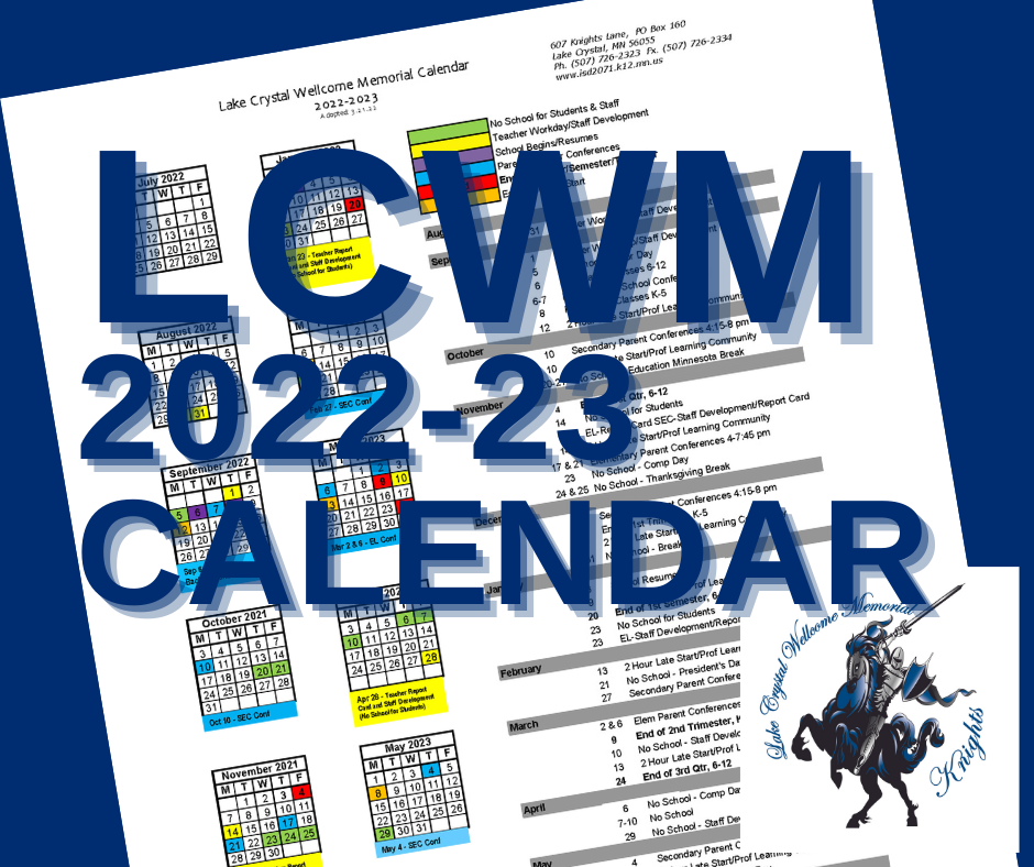 202223 School Year Calendar Lake Crystal Memorial Secondary