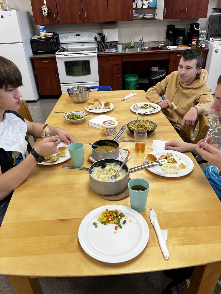 Life Skills Class made a simple Thanksgiving meal today with Rotisserie Chicken, mashed potatoes, gravy, stuffing, buns and mixed vegetables!
